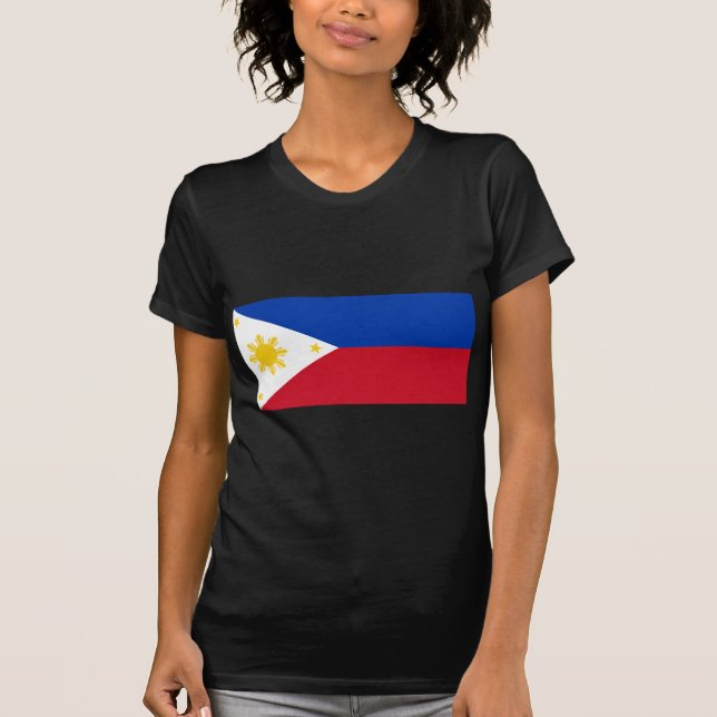 Filippinsk flagga, filippinsk ömedborgareflagga t shirt (Framsida)