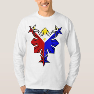 Filippinsk flaggasol- och stjärnalångärmadskjor t shirt