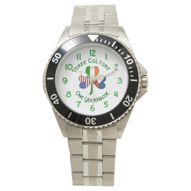 Filippinsk Irländsk Amerikansk Flagga Shamrock Per Armbandsur (Framsida)