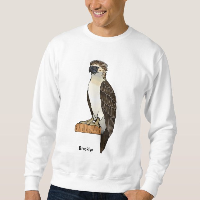 Filippinsk örn fågel tecknad illustration  lång ärmad tröja (Framsida)