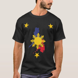 Filippinsk patriotisk karta med solen & 3 stjärnor t-shirt