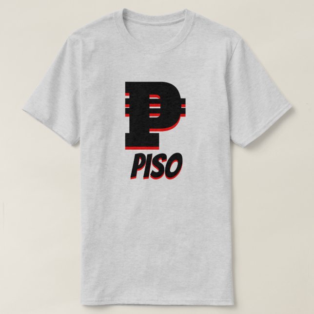 ₱ Filippinsk piso, Grått Tee Shirt (Design framsida)