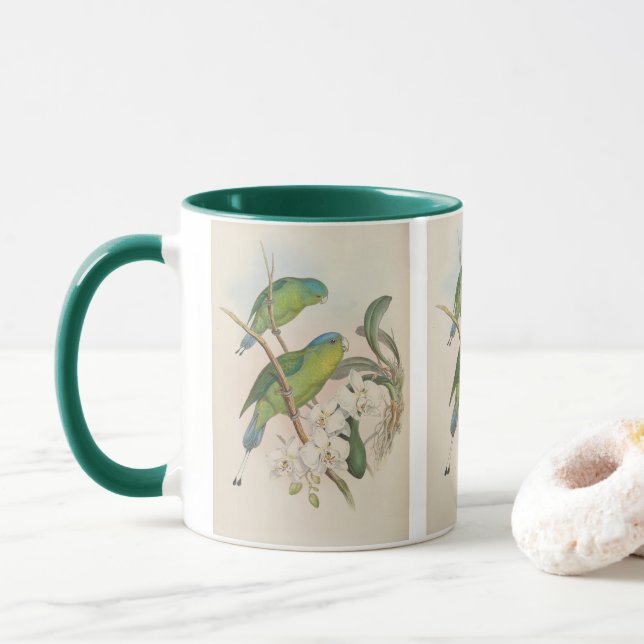 Filippinsk racketstjärtad papegoja av John Gould Mugg (Med munk)