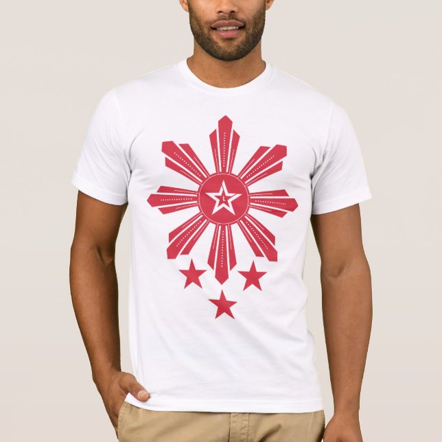 Filippinsk röda sol och stjärnor - t-shirt (Framsida)