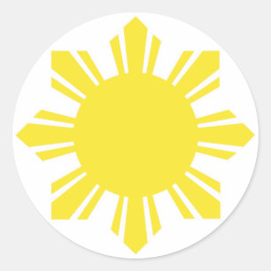 Filippinsk sol - gult runt klistermärke