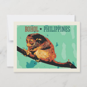 Filippinsk tarsier, ön Bohol, Filippinerna Vykort