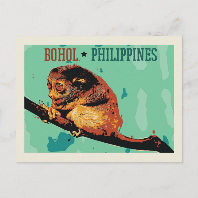 Filippinsk tarsier, ön Bohol, Filippinerna Vykort (Framsida)