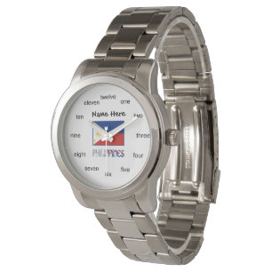Filippinska Filippinsk Flagga Personlig Armbandsur