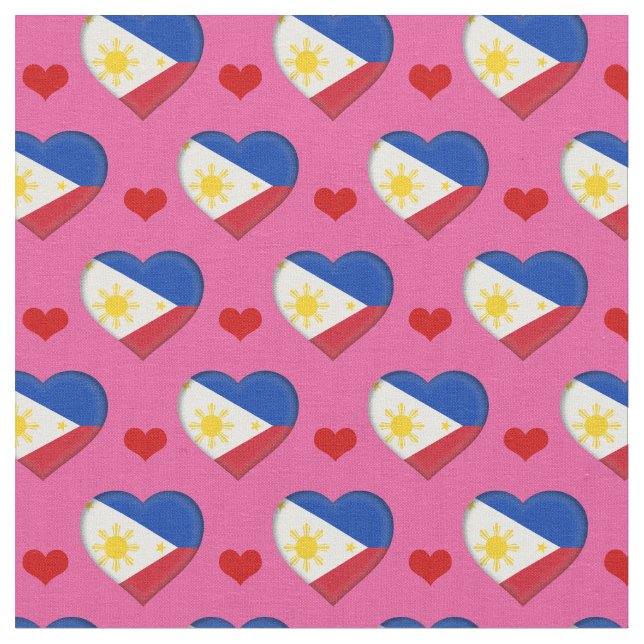 Filippinska Flagga & Red Heart mode Fabric Tyg (Närbild)