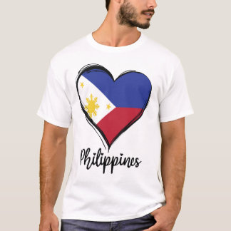 Filippinska flaggan hjärta Pinoy filippinsk T Shirt