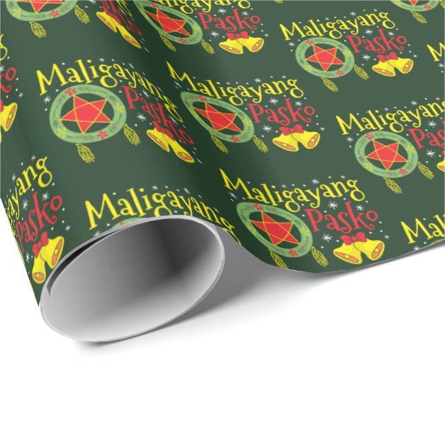 Filippinska Jul God jul Merry Christmas Presentpapper (Rullad Hörn)