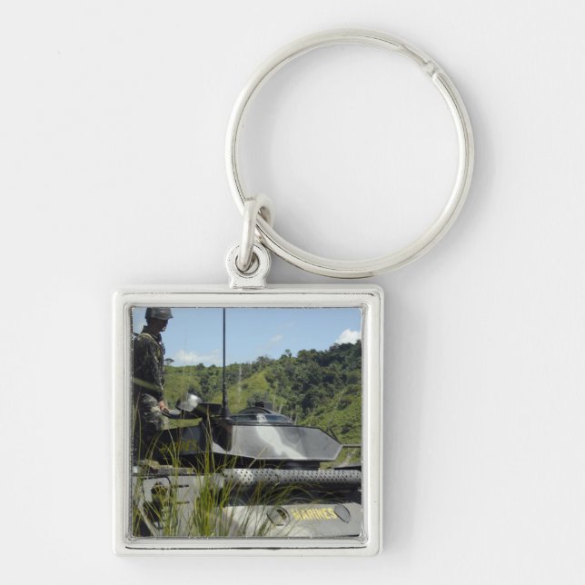 Filippinska marinbattalionens landningslag fyrkantig silverfärgad nyckelring (Framsidan)