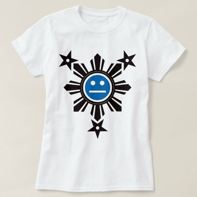 Filippinskt sol- och stjärnaansikte - svart och tee (Design framsida)