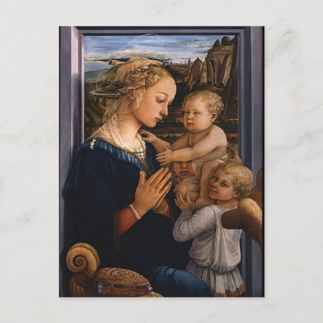 Filippo Lippi-Madonna och Child med två Änglar Vykort (Framsida)