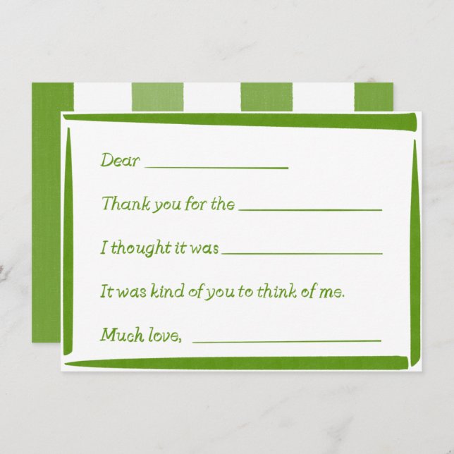 Fill-In-The-Blank "Handwritten" Thank You Notes Anteckningskort (Fram/baksida)
