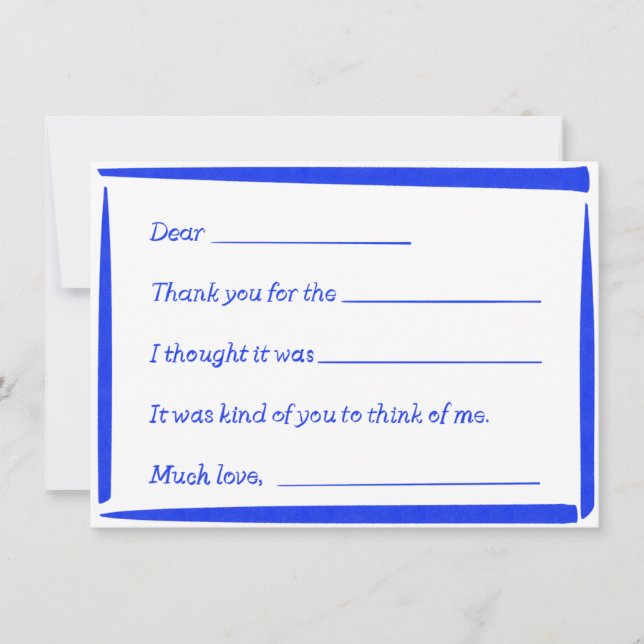 Fill-In-The-Blank "Handwritten" Thank You Notes Anteckningskort (Framsida)