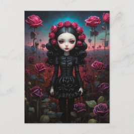 Fille dans un champs de roses vykort