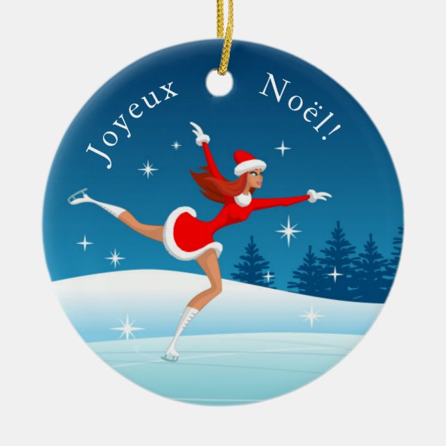 Fille de patinage artistique joyeux Noël Ornament (Framsidan)