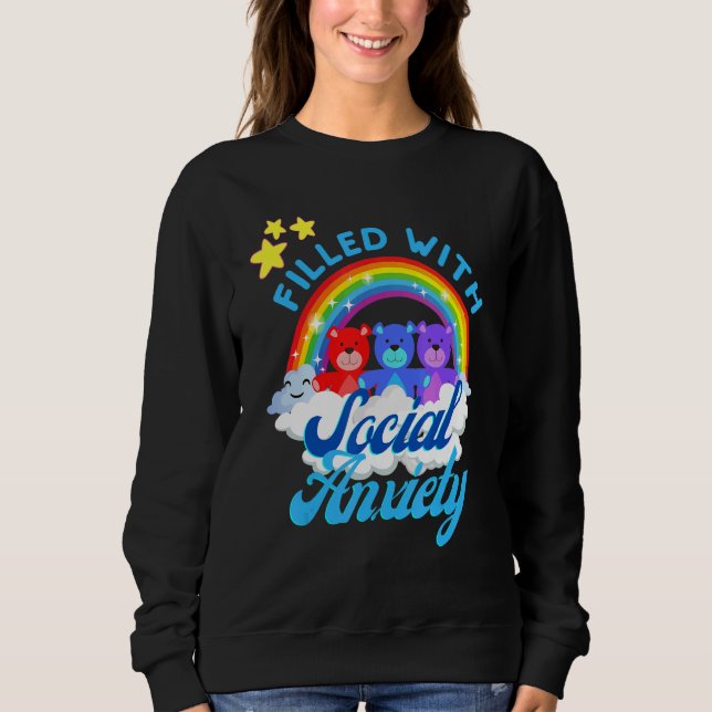 Filled With Social Anxiety  Rainbow Teddy Bear Tee (Framsida)