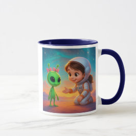 Fillette et extraterrestre mugg