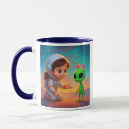 Fillette et extraterrestre mugg