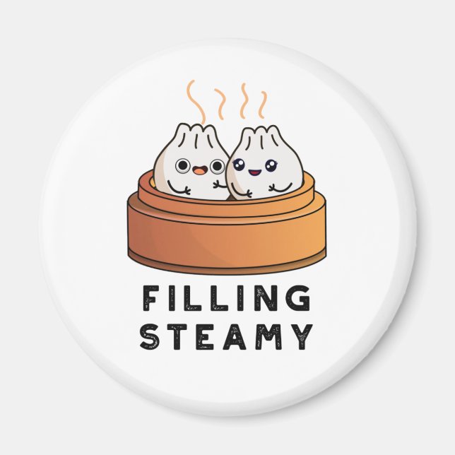 Filling Steamy Funny Dimsum Bao Pun Magnet (Framsidan)