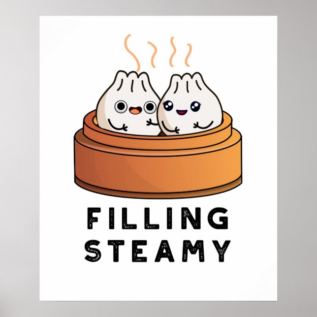 Filling Steamy Funny Dimsum Bao Pun Poster (Framsidan)
