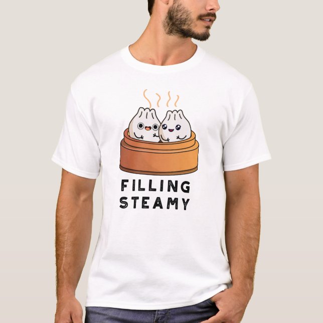 Filling Steamy Funny Dimsum Bao Pun T Shirt (Framsida)