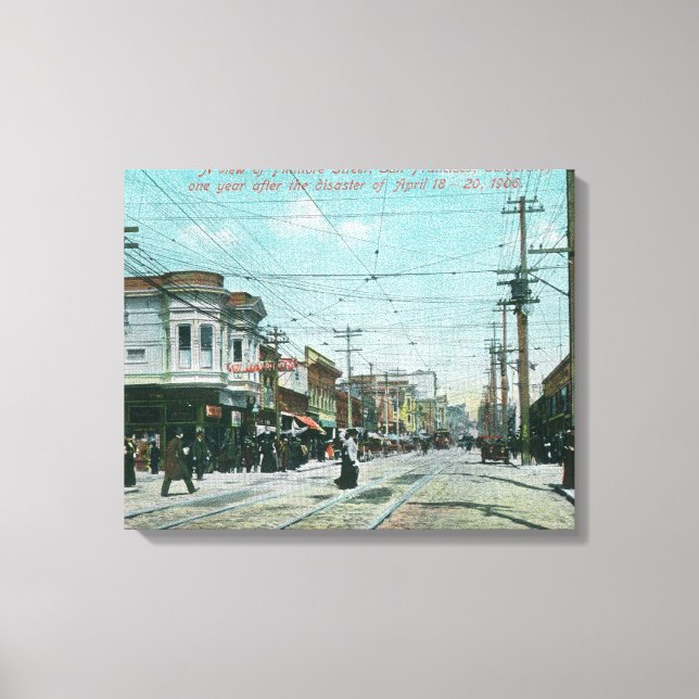Fillmore Street View 1 Year After Fire of 1906 Canvastryck (Framsida)
