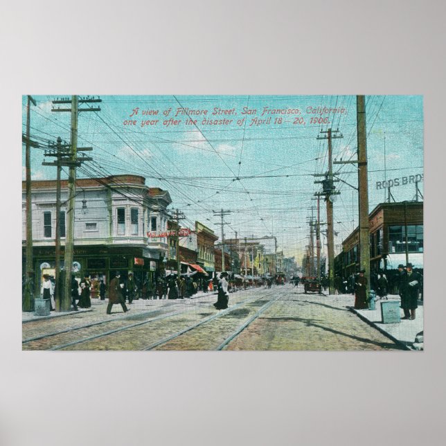 Fillmore Street View 1 Year After Fire of 1906 Poster (Framsidan)