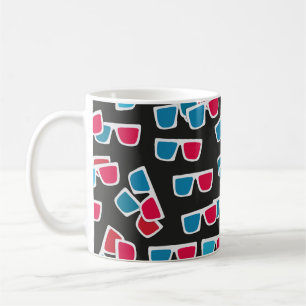 Film, 3d-glasögon mönster, sömlös.  kaffemugg