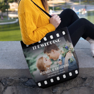 Film Affisch Filmremsa Svart-vit Bröllop Tygkasse