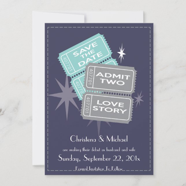 Film Biljett Spara datumkortet (blått) Datumet (Framsida)