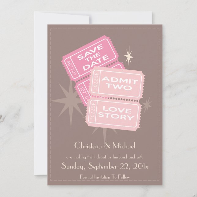 Film Biljett Spara datumkortet (brunt) Datumet (Framsida)