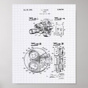 Film Camera 1940 Patent Art - Lintade peper Poster