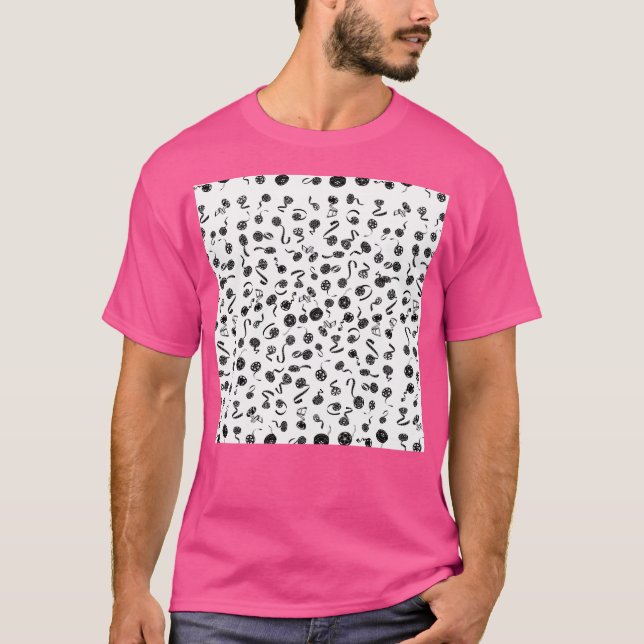 Film Cinema Black Mönster T Shirt (Framsida)