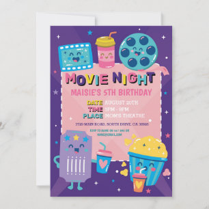 Film Cinema Födelsedagsfest i Film Night Biljett Inbjudningar
