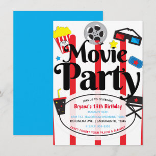Film Födelsedagsfest Bio Event Inbjudan