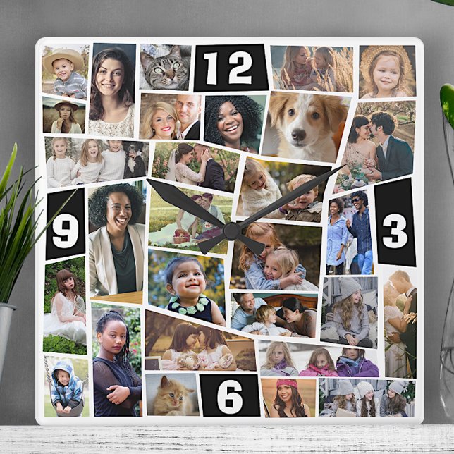 Film för Family Photo Collage 29 Clied Bilder Easy Fyrkantig Klocka (Skapare uppladdad)