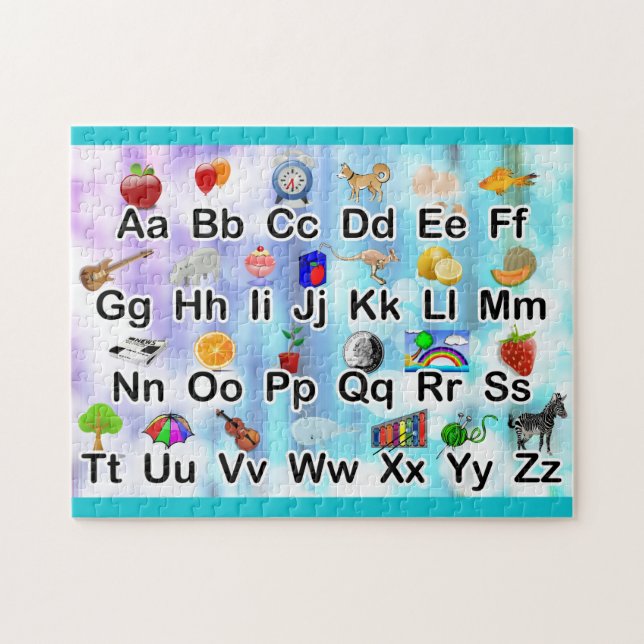 Film i ABC Alphabet Illustration Family Kids Pussel (Horisontell)