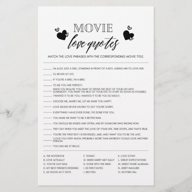 Film Kärlek Quotes-duschspelsbonde Flygblad (Framsidan)