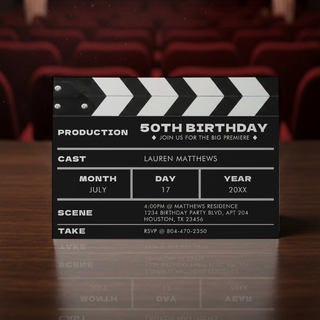 Film Klappbräda 50-årsfest Inbjudningar (Skapare uppladdad)