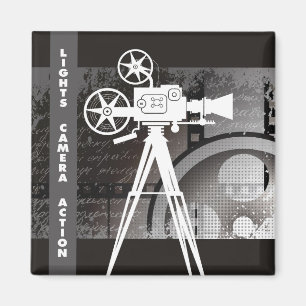 Film Magnet, Ljus, Kamera, Action 2"x2"-kvadrat Magnet