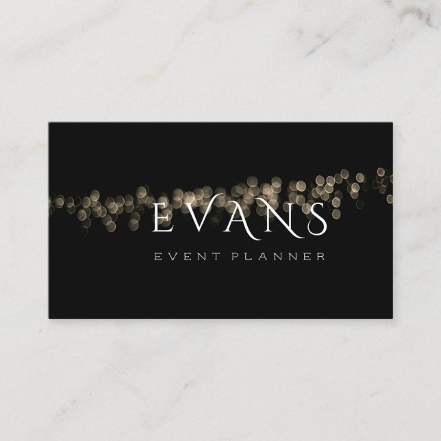 Film Maker Event Planner Black Guld Ljus Sparkly Tidsbeställning Kort (Framsida)