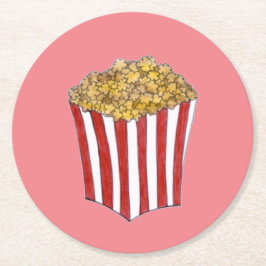 Film Movie Night Sleepover Buttered Popcorn Tub Underlägg Papper Rund