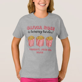 Film Movie Night Sleepover Popcorn-Födelsedagsfest T Shirt