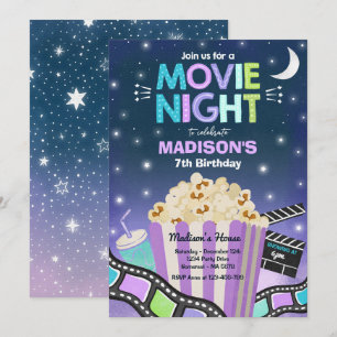 Film Nattens Födelsedagsfest Movie Sleepover Popco Inbjudningar