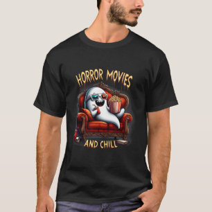 Film och Chill Spooky Halloween Ghost Movie Kärlek T Shirt