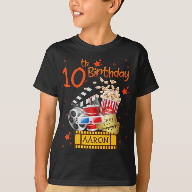 Film Party Cinema Theater Birthday Matching T Shirt (Framsida)