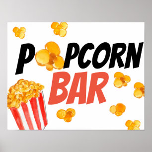Film party popcorn pub poster tecken